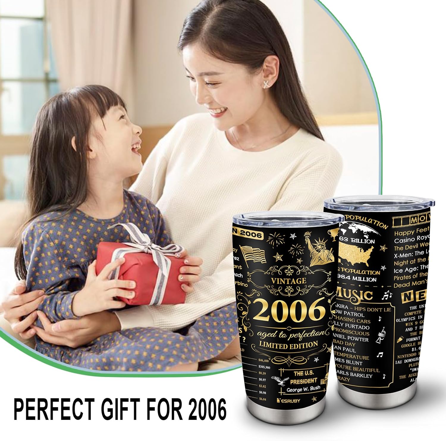 18th Birthday Gifts For Girls Boys, 18 Year Old Girl/Boy Birthday Gifts Tumbler 20OZ, Gifts For 18 Year Old Girl/Boy, 18th Birthday Decorations For Girls Boys, Back In 2006 Travel Cup (1pc)