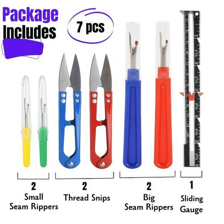 Mr. Pen- Seam Ripper Kit, 7 Pcs, Seam Ripper Pack, 4 Seam Rippers with 2 Thread Snips and 1 Sliding Gauge, Seam Rippers for Sewing, Sewing Tools