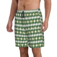 thumbnail image 2 of Goofa Light Green Squares Printed Mens Swim Trunks Summer Quick Dry Short Beach Swimwear Bathing Suits-Medium, 2 of 9