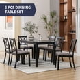 thumbnail image 5 of ZAFLY Solid Wood Dining Table Set, Rectangle Kitchen Table and Chairs for 6 Persons, Classic Dining Set with Linen Cushion Chairs for Dining Room - Grey, 5 of 6