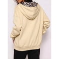 thumbnail image 3 of WULMLEO Women's Casual Solid Zip Up Hoodies Long Sleeve Sweatshirts Leopard Hooded Sweatshirt Tops Khaki L, 3 of 3