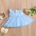 thumbnail image 3 of PENGXIANG Bébé Filles Robe d'Été une Épaule Sans Manches Fleurs Broderie Dentelle Patchwork Tutu Sundress avec Arc, 3 of 8