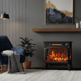 thumbnail image 6 of Black Steel Vintage 3-Sided Electric Fireplace Heater 1500W 3D Flame with Remote, 6 of 7