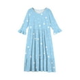 thumbnail image 5 of Abcomgle Summer Dress for Girls Casual A-Line 3/4 Sleeve Maxi Dress Polka Dot Crew Neck Sundresses Beach Tiered Dresses with Pockets,13-14 Years Light Blue, 5 of 5