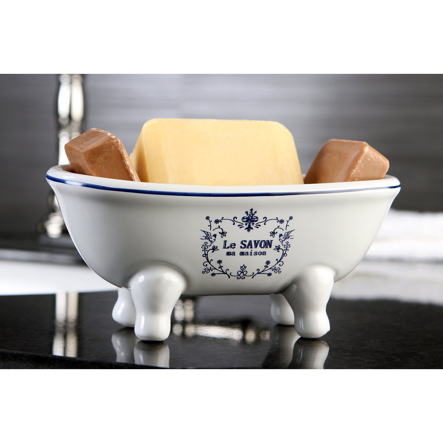 Aqua Eden BATUBDSW Le Savon 6" Double Slipper Clawfoot Tub Decorative Soap Dish