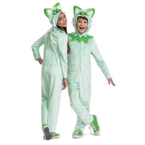 Disguise Boys' PokeMon Sprigatito Hooded Jumpsuit Classic Costume - Size 10-12 - Green