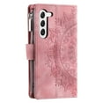 thumbnail image 6 of Nalacover for Samsung Galaxy S24 Plus Embossed Floral Pattern PU Leather Crossbody Case with Shoulder Strap,Shockproof Magnetic Flip Kickstand Credit Card Slots Zipper Pocket Wallet Phone Case,Pink, 6 of 11