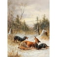 thumbnail image 2 of Moritz Müller II 11x14 Gold Ornate Wood Frame and Double Matted Museum Art Print Titled - Fuchs with Dogs (1888), 2 of 4