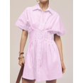 thumbnail image 2 of Vestido camisero Dsewpaur para mujer, con botones en la parte delantera, plisado a rayas, 2 of 4