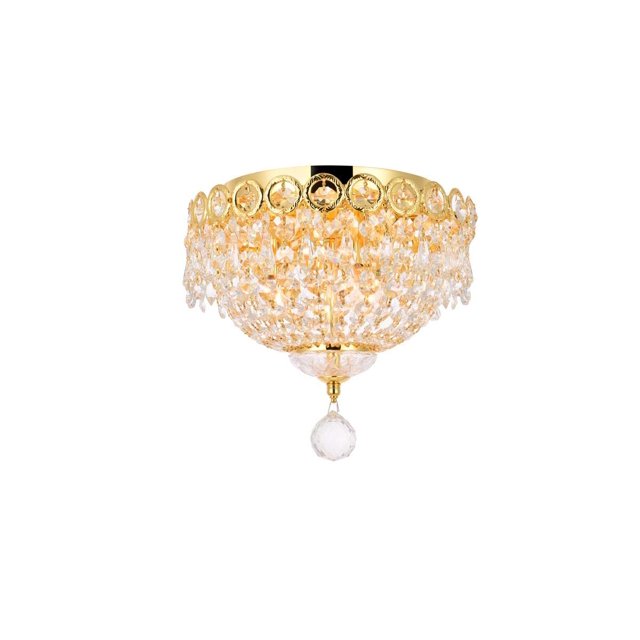 Elegant Lighting Century 10" 3 Light Royal Crystal Flush Mount