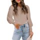 thumbnail image 1 of Jersey de mujer con manga abullonada y cuello redondo, decoración de botones, Color sólido, corte holgado, Top para otoño, albaricoque XXL, 1 of 8