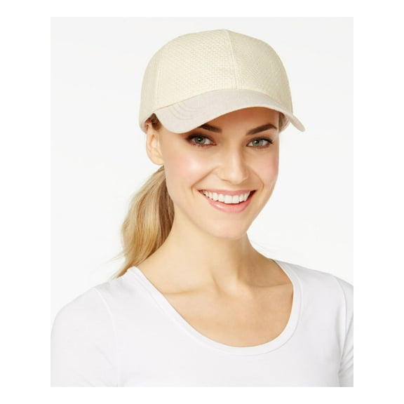 INC Womens Beige Cotton Mixed Material Adjustable Baseball Ball Cap Hat