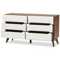 thumbnail image 3 of Allora Commode Double à 6 Tiroirs en Blanc et Noyer, 3 of 8