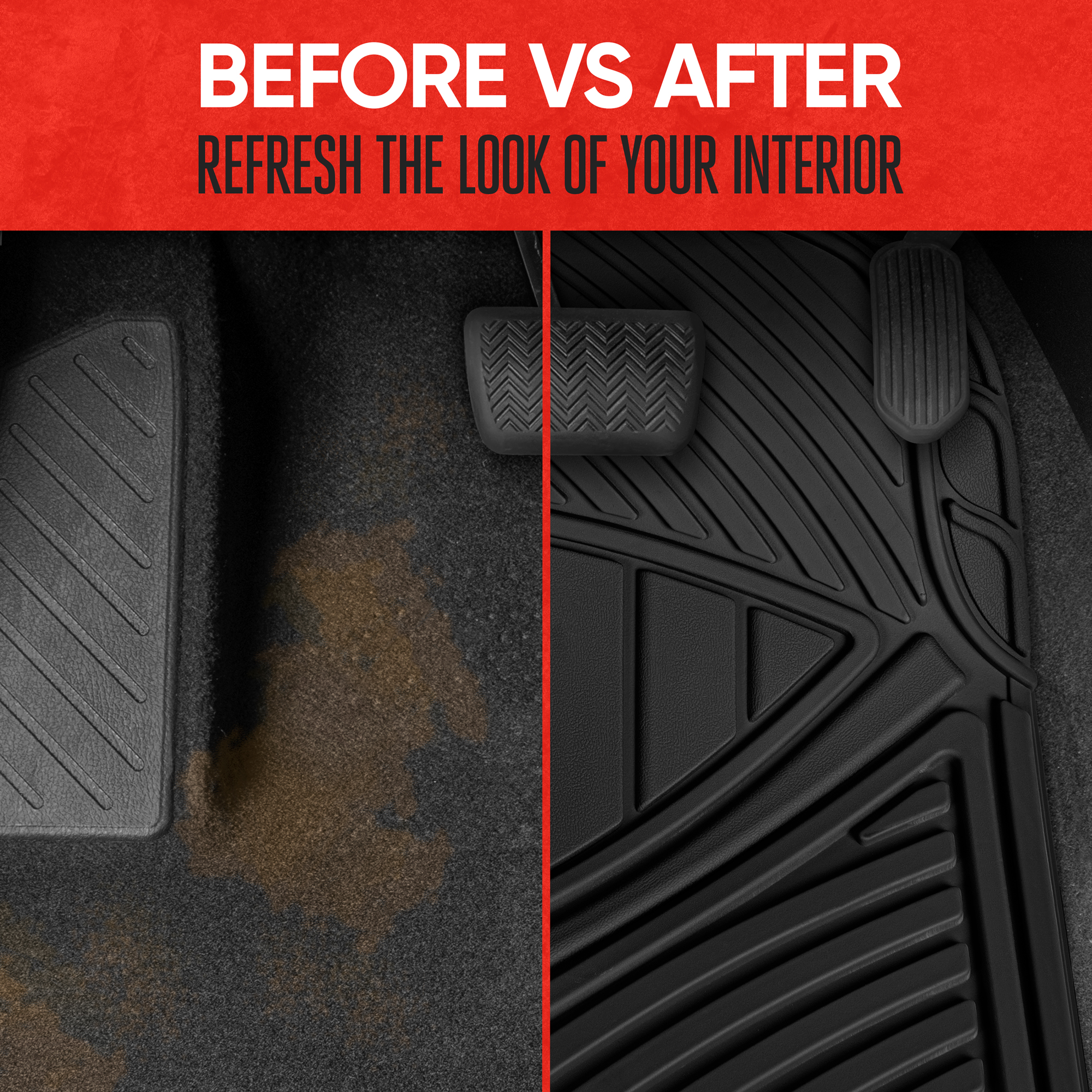 Motor Trend FlexTough 3-Piece Rubber Floor Mats, Black photo 6