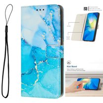 Nalacover Marble Pattern Wallet Case for Motorola Moto G (2023) with Credit Card Slots Holder Kickstand Cover, Shokcproof Premium PU Leather Silicone Magnetic Clasp Flip Case, Blue