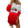 thumbnail image 1 of Pompotops Woman Valentine Printed O Neck Hedging Long Sleeve Strapless Dress, 1 of 5