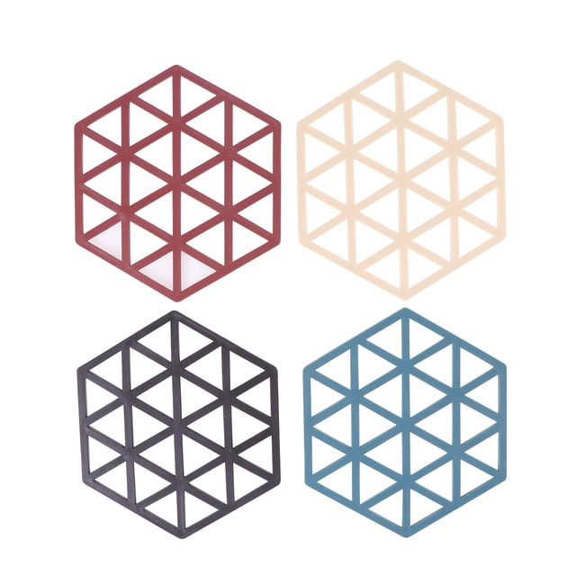 4pcs Coasters Placemat Polygon Coasters Heat Insulation Cup Mat Silicone Heat Insulation Pad (Triangle)