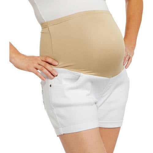 Maternity Full Panel Stretch Twill Shorts with 5 Pockets and Roll Cuffs ...