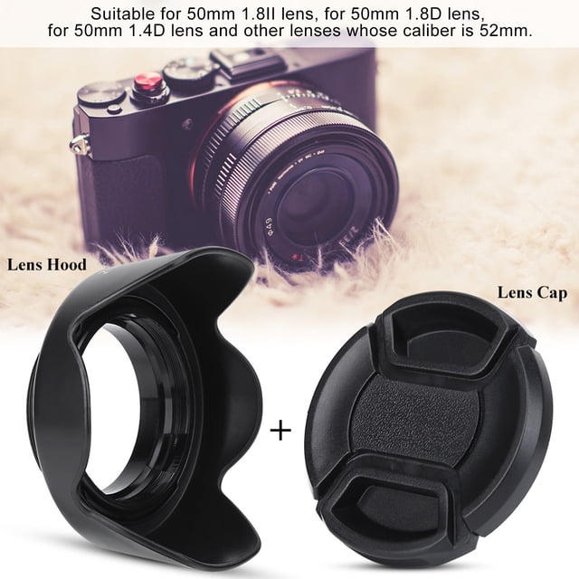 Camera Lens Hood, Anti Interference Protective Lens Cover Hood Firmly Fit Professional For 50mm 1.8D For DSLR