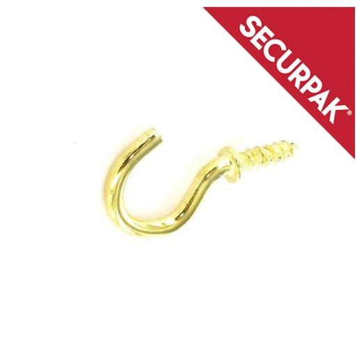 Securpak Brass Plated Cup Hooks (Pack of 15)