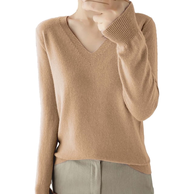 Duoif Chandails pour Femmes Chandails Légers Tendance pour Femmes Manches Longues Col Rond Léger Tricot Doux Blouse Tricotée Chandails pour Femmes Hauts pour Femmes Kaki P