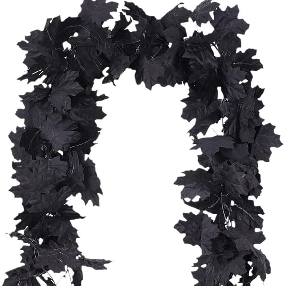 Desaam Artificial Black Maple Leaf Garland, Plastic 1-Count