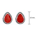 thumbnail image 4 of Vintage Framed Teardrop Reconstructed Red Coral Sterling Silver Post Earrings, 4 of 5