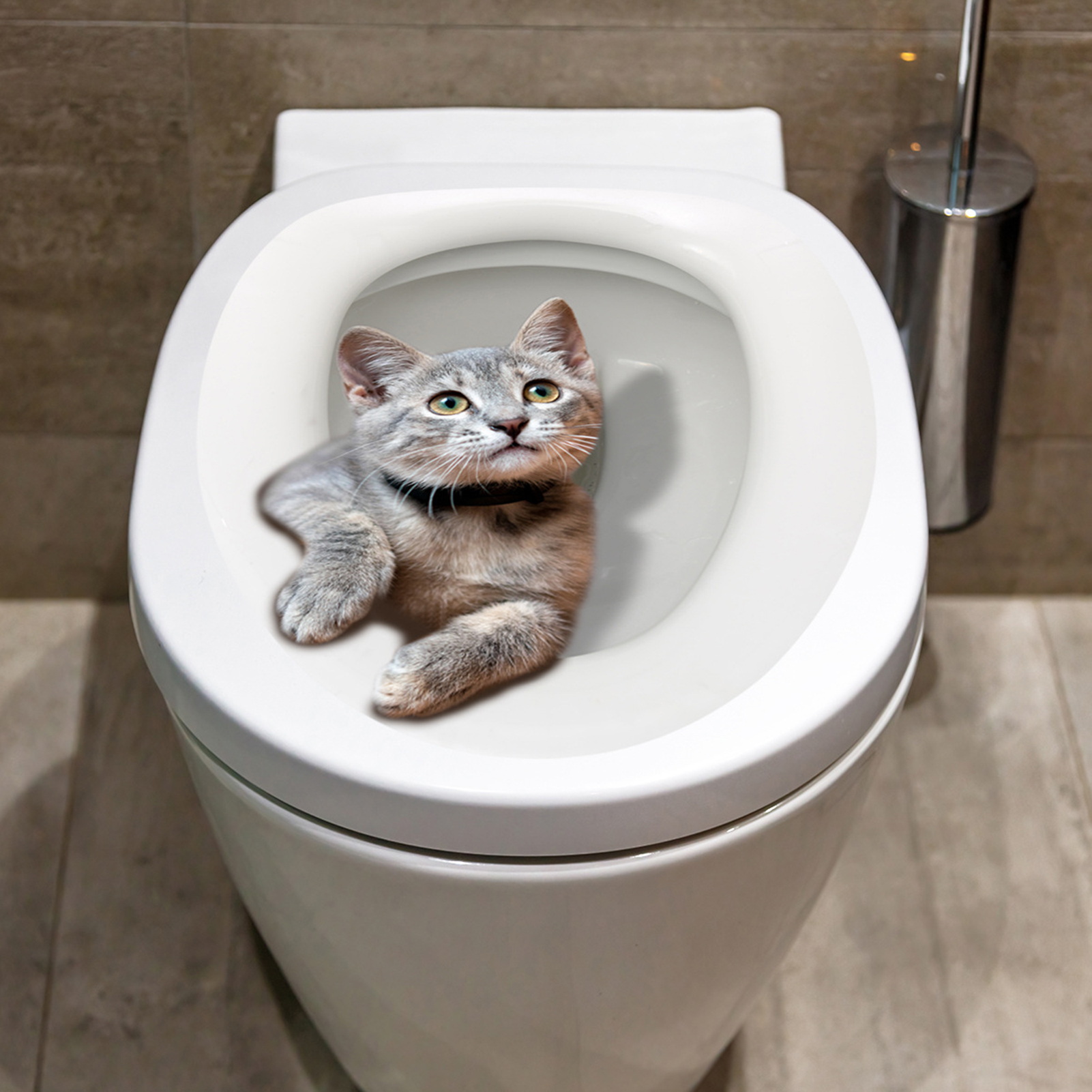 wirlsweal Cartoon Toilet Sticker Cute Cat Expression Waterproof Self