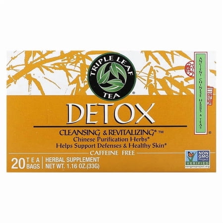 Triple Leaf Tea, Detox, Caffeine Free, 20 Tea Bags, 1.16 oz Pack of 4
