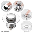 thumbnail image 3 of Luxtrada Waterproof Bathroom Sink Plug Stopper Wash Basin Core Bounce Pop Up Drain Filter for 1.39-1.57 Inches Drain Hole, 3 of 8