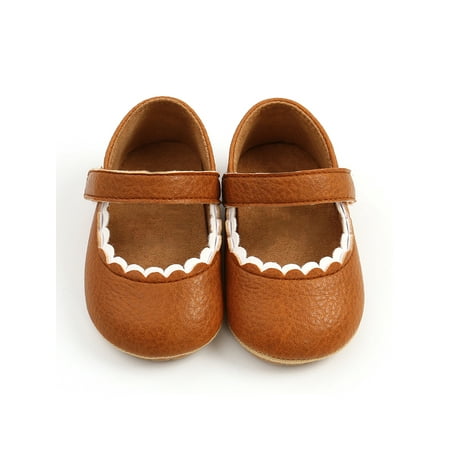 

Rotosw Infant Crib Shoes Bowknot Mary Jane Comfort Flats Baby Girls Princess Dress Shoe Newborn Lightweight First Walkers Brown 5C