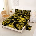 thumbnail image 2 of Homewish Black Gold Skull Bed Sheets,Hipple Damask Full Size Sheets,Happy Halloween Bed Set,4pcs,1 Flat Sheet, 1 Fitted Sheet and 2 Pillowcases, 2 of 6