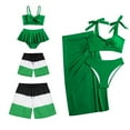thumbnail image 7 of WREESH Matching Family Swimsuits for Women Bikini Sets Beach Cover Ups Swimwear and Parent-Child Clothing Swimsuit Set Adult Swimsuit 3-Piece Set Green, 7 of 7