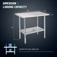 thumbnail image 2 of Profeeshaw NSF Stainless Steel 24" x 36" Commercial Kitchen Prep & Work Table with Undershelf, 2 of 8