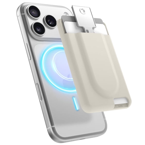 elago Key Magnetic Wallet Card Holder 2-Cards Compatible with MagSafe for iPhone - Key Holder, Secure Phone Wallet, Long Last Silicone, Scratch and Damage Protection (Stone)