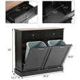 thumbnail image 6 of KIGOTY Dual Kitchen Trash Cabinet, Double Tilt Out Trash Can Cabinet with Countertop and Drawer, Free-Standing Pet Proof Recycling Cabinet Garbage Can Holder (Black), 6 of 8