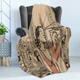 thumbnail image 4 of Jazz Music Soft Flannel Fleece Throw Blanket, Singer Double-Bass Player in a Street of New York Urban Lifestyle Image, Cozy Plush for Indoor and Outdoor Use, 70" x 90", Brown Beige, by Ambesonne, 4 of 5