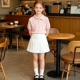 thumbnail image 6 of EnJoCho Girls Short Sleeve Pol𝗈 Shirt Summer Knit School Unifor𝗆 Blouse V Neck Cable Pullover Sweater Tops Cable Knit Girls Sweater Fall 5-14 Years, 6 of 8