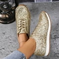 thumbnail image 4 of Mepaouo Rhinestone Sneakers for Women Memory Foam Sparkle Sequin Bling Wedding Bridal Shiny Shoes, 4 of 8