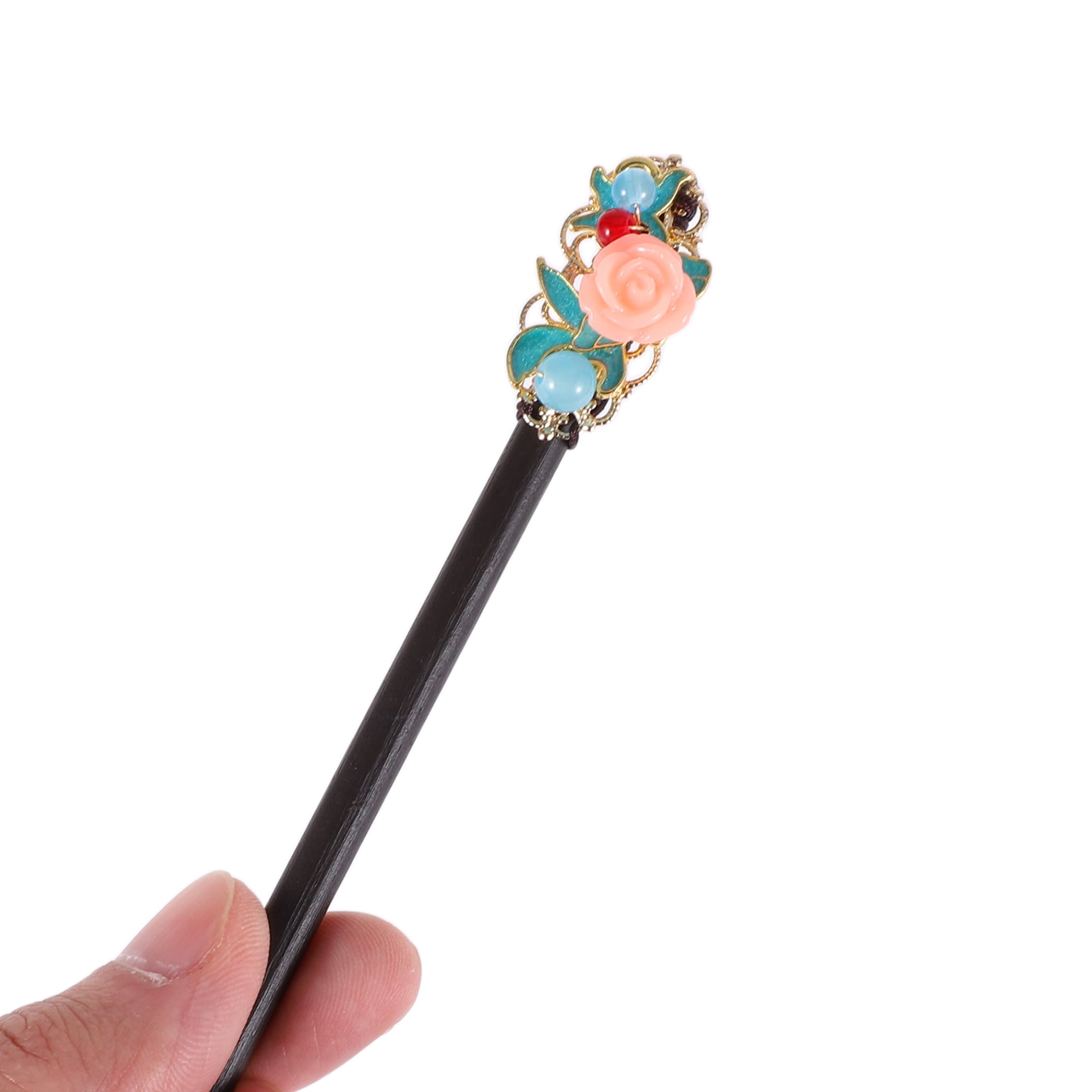 Unique Bargains Rose Hair Chopstick for Women 1 Pc Black, Blue, Pink
