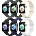 thumbnail image 1 of Paquete de 6 correas deportivas compatibles con Apple Watch Band 38 mm, 40 mm, 41 mm, 42 mm, 44 mm, 45 mm, 49 mm, correa de silicona suave impermeable compatible con iWatch Apple Watch Series 9 Ultra, 1 of 4