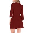 thumbnail image 7 of XuJwPNcy Women's Soft Lace Trim Robes Short Bathrobes Long Sleeve Sleepwear Lightweight Loungewear with Pockets, 7 of 7
