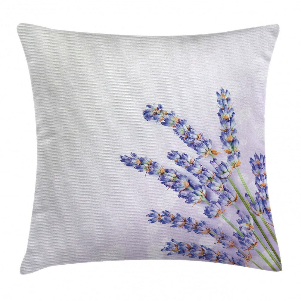 Lavender Throw Pillow Cushion Cover, Little Posy of Medicinal Herb