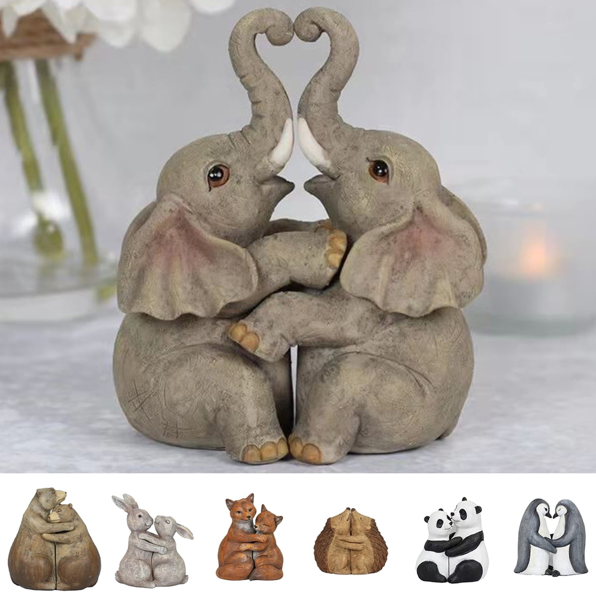 Cheers US Loving Elephant Couple Figurine for Decorative Girls Bedroom