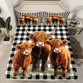 thumbnail image 2 of jejeloiu Kawaii Highland Cattle Full Size Sheets,Rustic Farmhouse Animal Bed Sheets,White Black Classic Checkered Sheet Sets For Girls Boys,Super Cozy Room Decor,4pcs, 2 of 7