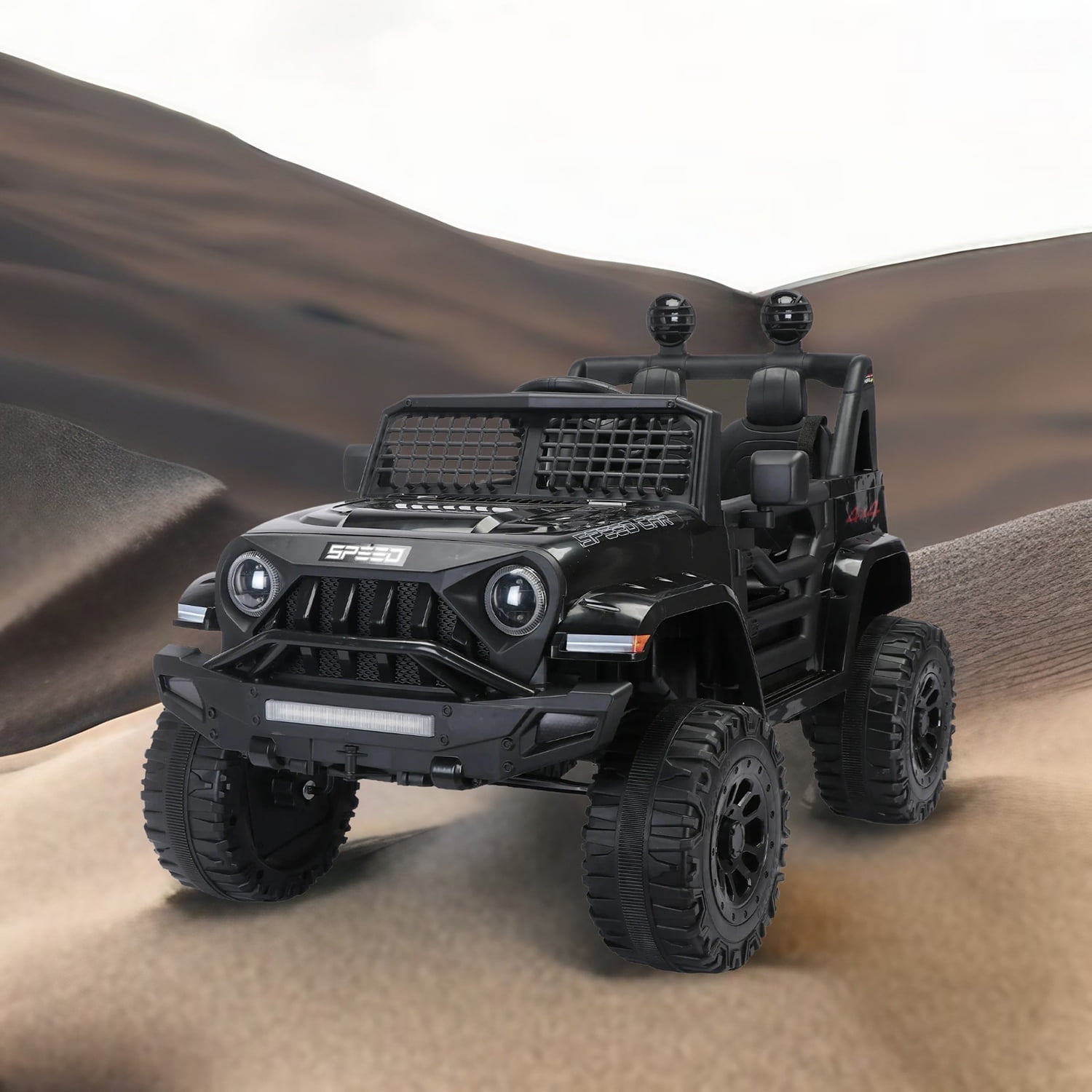 CIPACHO 12V Powered Ride On Truck Car for Kid, Electric Toy Car with 2.4G Parents Remote Control, USB, MP3, Bluetooth, LED Light, Black
