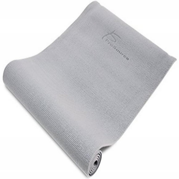 ProSource Original Yoga Exercise Mat (6mm) Thick for Comfort and Stability with Carrying Straps, Non Slip Choose your color, Grey