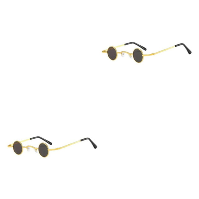 Decodeary Retro Vintage Made With Polymethyl Methacrylate And PC Fashionable Sun Glasses Good Gifts Wide Application Gold frame grey len 2Set