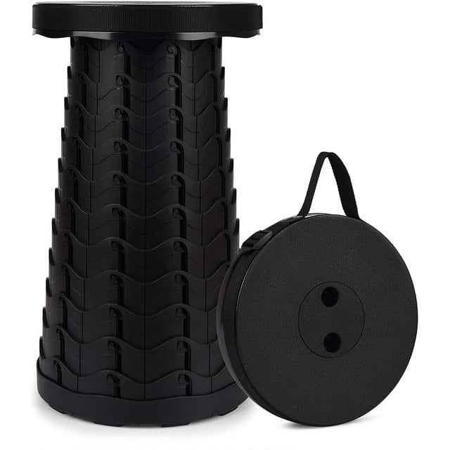 Taburete plegable portátil (negro), taburete retráctil de segunda generación, taburete de camping para pesca/barbacoa/actividades interiores/exteriores, carga máxima 397 LB