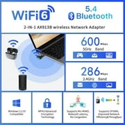 Usb WiFi Bluetooth Adapter, 2-in-1 Usb AX900Mbps Wi-Fi 6 Bluetooth 5.4 Adapter for PC, Upgraded WiFi 6 Dual Band 2.4GHz 5GHz Wireless Network Dongle for Windows 11 10 Laptop Desktop, Plug n Play